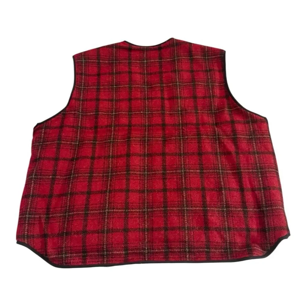 Woolrich NWT Men’s Wool Blend Red Checkered Vest Size XL